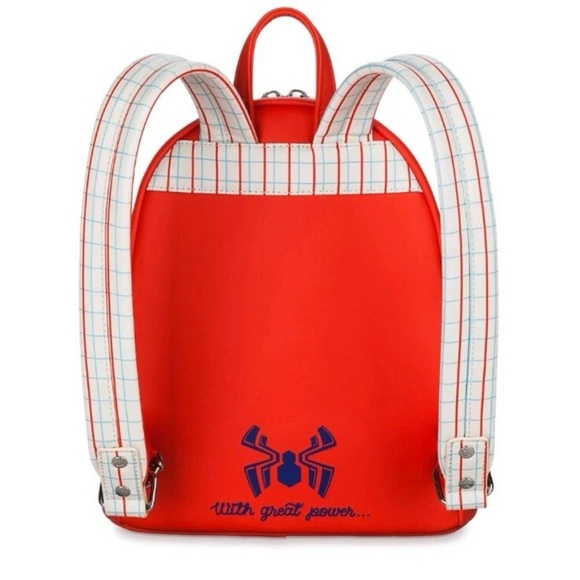 Disney Parks SpiderMan With Great Power Faux Fur Loungefly Mini Backpack New - Picture 2 of 4